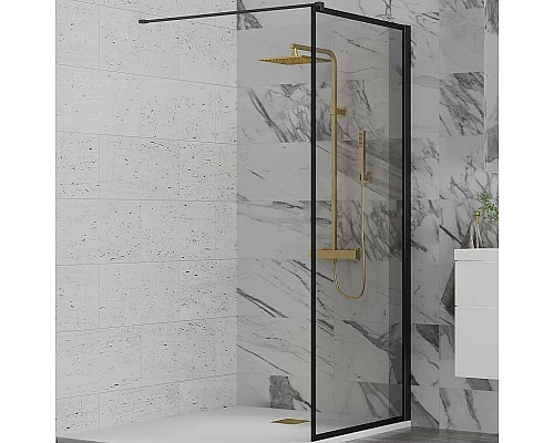 Заказать Душевая перегородка Paini 80 Walk-In 80F профиль Черный матовый стекло прозрачное в магазине сантехники Santeh-Crystal.ru