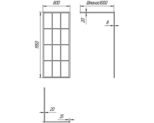 Приобрести Душевая перегородка Paini 80 Walk-In 80G профиль Черный матовый стекло прозрачное с рисунком в магазине сантехники Santeh-Crystal.ru