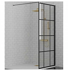 Душевая перегородка Paini 90 Walk-In 90G профиль Черный матовый стекло прозрачное с рисунком