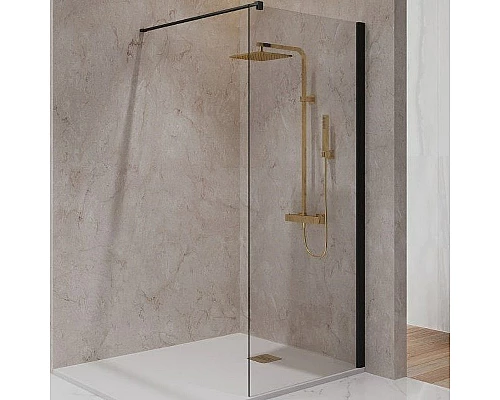 Купить Душевая перегородка Paini 90 Walk-In 90C профиль Черный матовый стекло прозрачное в магазине сантехники Santeh-Crystal.ru