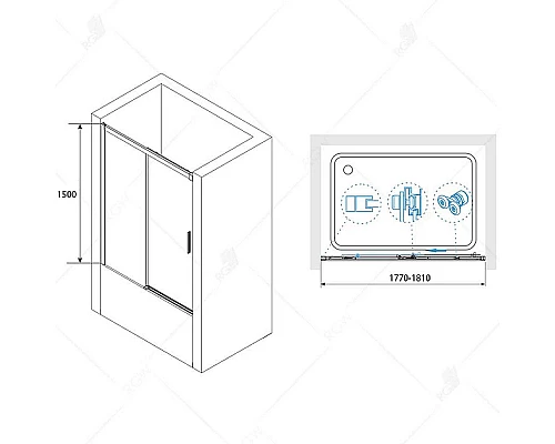 Приобрести Шторка на ванну RGW Screens SC-45B 180x150 34114518-14 профиль Черный стекло прозрачное в магазине сантехники Santeh-Crystal.ru