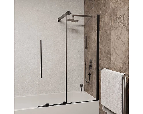 Купить Шторка на ванну RGW Screens SC-47B 100x150 41114710-14 профиль Черный стекло прозрачное в магазине сантехники Santeh-Crystal.ru