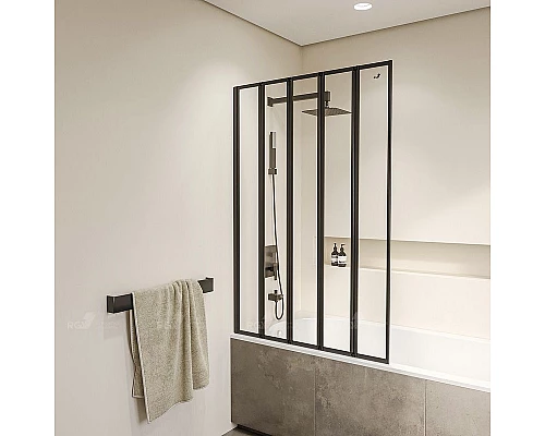 Приобрести Шторка на ванну RGW Screens SC-22B 120x150 03112212-14 профиль Черный стекло прозрачное в магазине сантехники Santeh-Crystal.ru