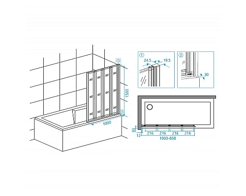 Заказать Шторка на ванну RGW Screens SC-23B 100x150 03112310-14 профиль Черный стекло прозрачное в магазине сантехники Santeh-Crystal.ru