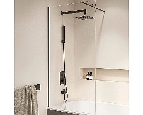 Купить Шторка на ванну RGW Screens SC-050B 90х150 351105009-14 профиль Черный стекло прозрачное в магазине сантехники Santeh-Crystal.ru