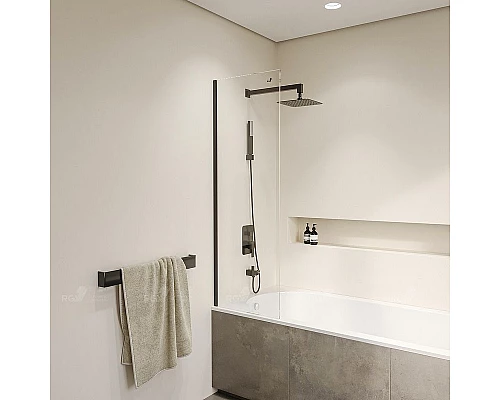 Приобрести Шторка на ванну RGW Screens SC-056-8B 40х150 35110562840-14 профиль Черный стекло прозрачное в магазине сантехники Santeh-Crystal.ru