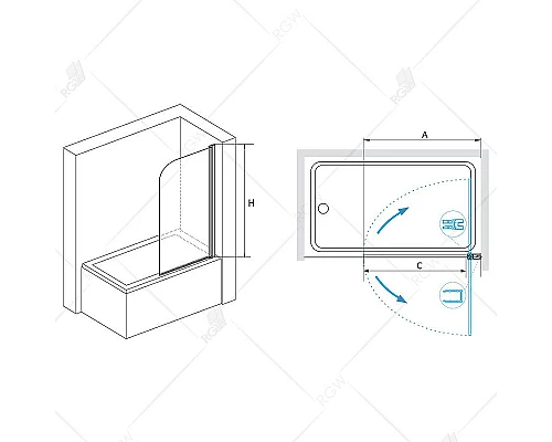 Купить Шторка на ванну RGW Screens SC-109 60х150 411110906-11 профиль Хром стекло прозрачное в магазине сантехники Santeh-Crystal.ru