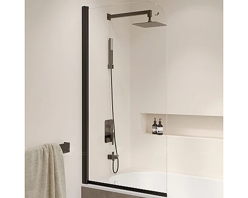 Купить Шторка на ванну RGW Screens SC-109B 70х150 411110907-14 профиль Черный стекло прозрачное в магазине сантехники Santeh-Crystal.ru