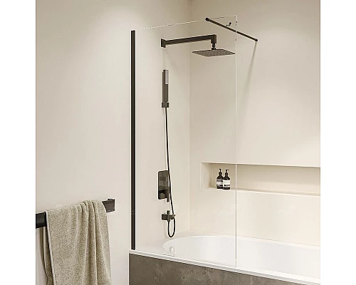 Приобрести Шторка на ванну RGW Screens SC-051B 80х150 351105108-14 профиль Черный стекло прозрачное в магазине сантехники Santeh-Crystal.ru