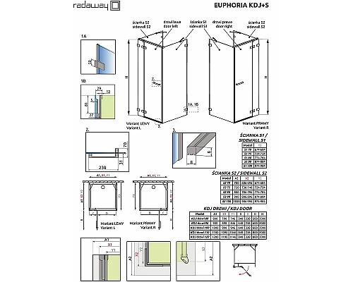 Купить Душевая дверь Radaway Euphoria KDJ 60 383612-01L профиль Хром стекло прозрачное в магазине сантехники Santeh-Crystal.ru