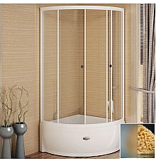 Душевой уголок Radomir 100x100 1-03-1-0-0-0041 с поддоном профиль Белый стекло матовое