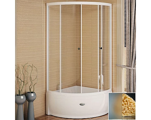 Заказать Душевой уголок Radomir 100x100 1-03-1-0-0-0041 с поддоном профиль Белый стекло матовое в магазине сантехники Santeh-Crystal.ru