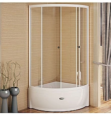 Душевой уголок Radomir 100x100 1-03-1-0-0-0040 с поддоном профиль Белый стекло прозрачное