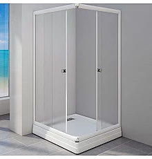 Душевой уголок Radomir Респект 100x100 1-03-1-0-0-1331 с поддоном профиль Белый стекло матовое