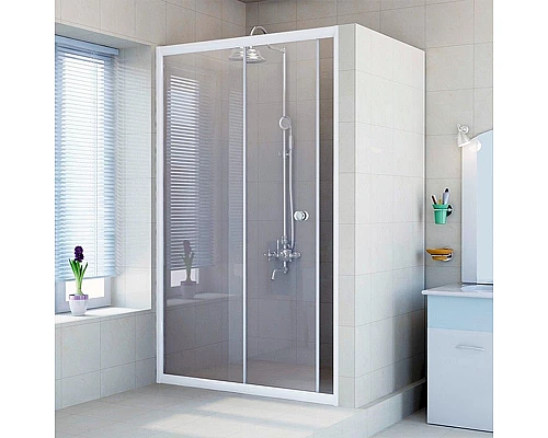 Купить Душевая дверь в нишу Radomir 140 1-63-1-0-0-1100 профиль Белый стекло прозрачное в магазине сантехники Santeh-Crystal.ru