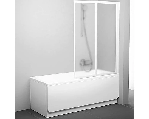 Купить Шторка на ванну Ravak Behappy VS2 105 796M0100ZG профиль Белый стекло Grape в магазине сантехники Santeh-Crystal.ru