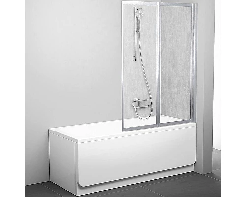 Заказать Шторка на ванну Ravak Behappy VS2 105 796M0U0041 профиль Сатин витраж пластик Rain в магазине сантехники Santeh-Crystal.ru