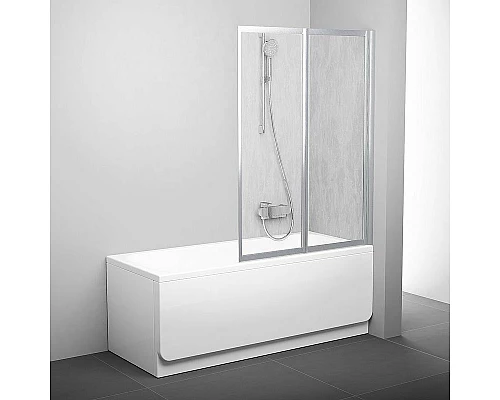 Заказать Шторка на ванну Ravak Behappy VS2 105 796M0U0041 профиль Сатин витраж пластик Rain в магазине сантехники Santeh-Crystal.ru