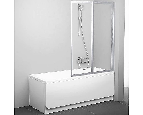 Приобрести Шторка на ванну Ravak Behappy VS2 105 796M0U00Z1 профиль Сатин стекло Transparent в магазине сантехники Santeh-Crystal.ru