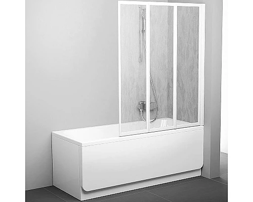 Заказать Шторка на ванну Ravak Behappy VS3 100 795P010041 профиль Белый витраж пластик Rain в магазине сантехники Santeh-Crystal.ru