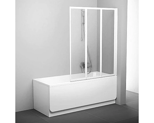 Приобрести Шторка на ванну Ravak Behappy VS3 100 795P0100Z1 профиль Белый стекло Transparent в магазине сантехники Santeh-Crystal.ru