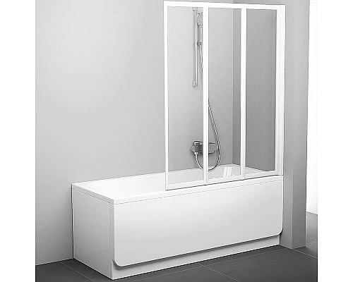 Заказать Шторка на ванну Ravak Behappy VS3 115 795S0100Z1 профиль Белый стекло Transparent в магазине сантехники Santeh-Crystal.ru