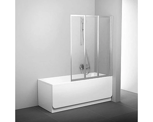 Купить Шторка на ванну Ravak Behappy VS3 115 795S0U00Z1 профиль Сатин стекло Transparent в магазине сантехники Santeh-Crystal.ru