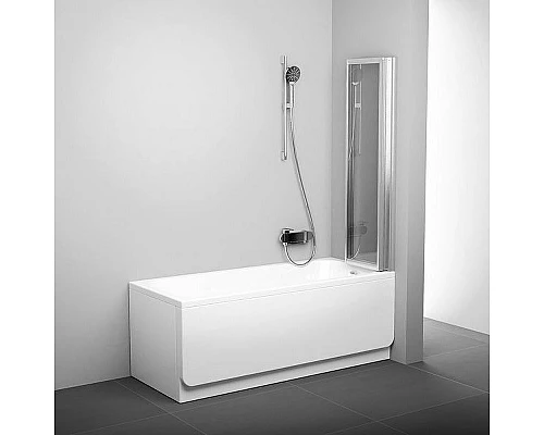 Купить Шторка на ванну Ravak Behappy VS3 115 795S0U00Z1 профиль Сатин стекло Transparent в магазине сантехники Santeh-Crystal.ru