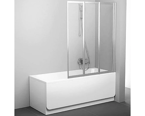 Купить Шторка на ванну Ravak Behappy VS3 130 795V0U00Z1 профиль Сатин стекло Transparent в магазине сантехники Santeh-Crystal.ru