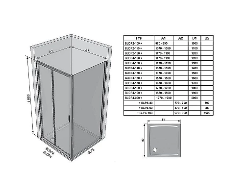 Купить Душевая дверь Ravak Blix BLDP2-110 0PVD0U00ZG профиль Сатин стекло Grape в магазине сантехники Santeh-Crystal.ru