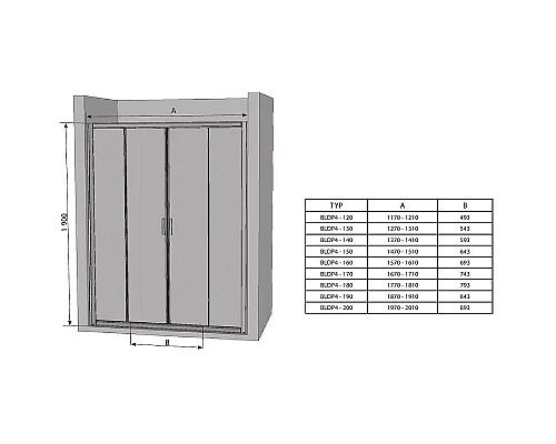 Заказать Душевая дверь Ravak Blix BLDP4-190 0YVL0100Z1 профиль Белый стекло Transparent в магазине сантехники Santeh-Crystal.ru