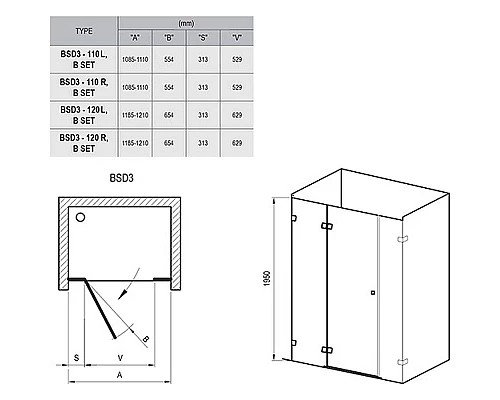 Купить Душевая дверь Ravak Brilliant BSD3-120 R 0UPG0A00Z1 профиль Хром стекло Transparent в магазине сантехники Santeh-Crystal.ru