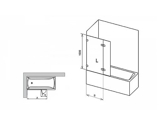 Приобрести Шторка на ванну Ravak Brilliant BVS2-100 R 7UPA0A00Z1 профиль Хром стекло Transparent в магазине сантехники Santeh-Crystal.ru