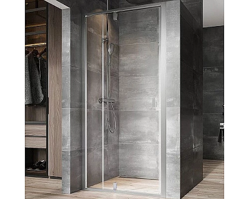 Приобрести Душевая дверь Ravak Nexty NDOP2-110 03OD0U00Z1 профиль Сатин стекло Transparent в магазине сантехники Santeh-Crystal.ru