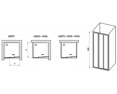 Купить Душевая дверь Ravak Supernova ASDP3-100 00VA01R2Z1 профиль Белый стекло Transparent в магазине сантехники Santeh-Crystal.ru