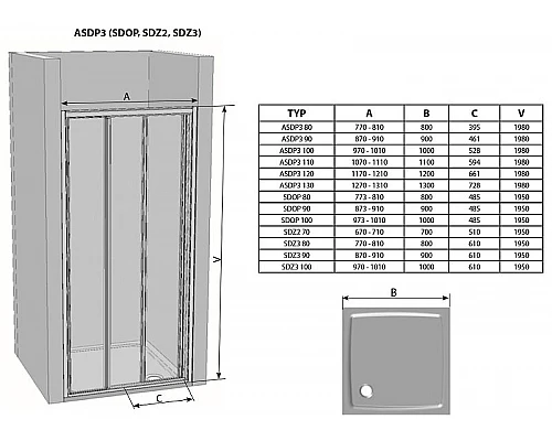 Купить Душевая дверь Ravak Supernova ASDP3-90 00V701R2ZG профиль Белый стекло Grape в магазине сантехники Santeh-Crystal.ru