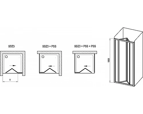 Купить Душевая дверь Ravak Supernova SDZ3-80 02V401O2ZG профиль Белый стекло Grape в магазине сантехники Santeh-Crystal.ru