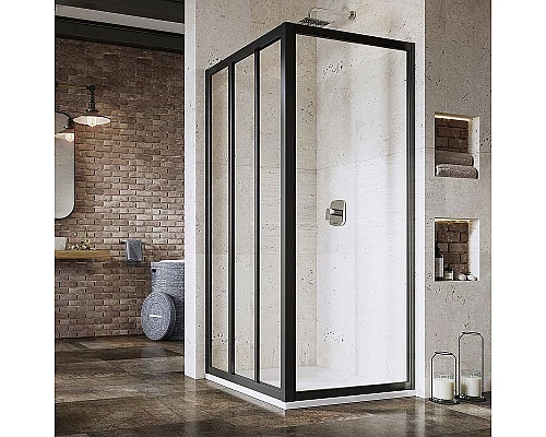 Приобрести Душевая стенка Ravak Supernova APSS-90 940703R2Z1 профиль Черный стекло Transparent в магазине сантехники Santeh-Crystal.ru