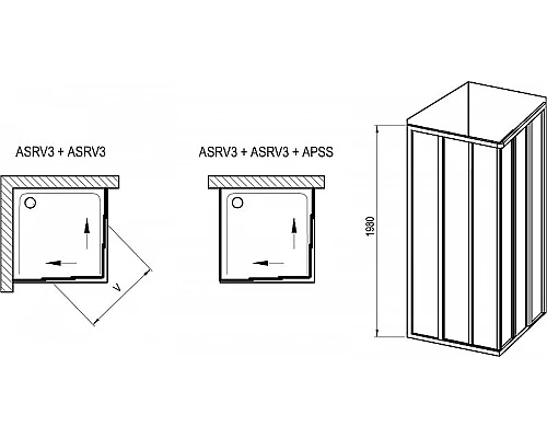 Заказать Душевая дверь Ravak Supernova ASRV3-80 198 15V403R2Z1 профиль Черный стекло Transparent в магазине сантехники Santeh-Crystal.ru