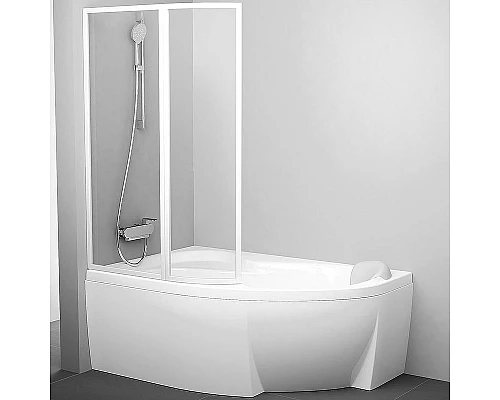 Заказать Шторка на ванну Ravak Supernova VSK2 Rosa 160 L 76L90100Z1 профиль Белый стекло Transparent в магазине сантехники Santeh-Crystal.ru