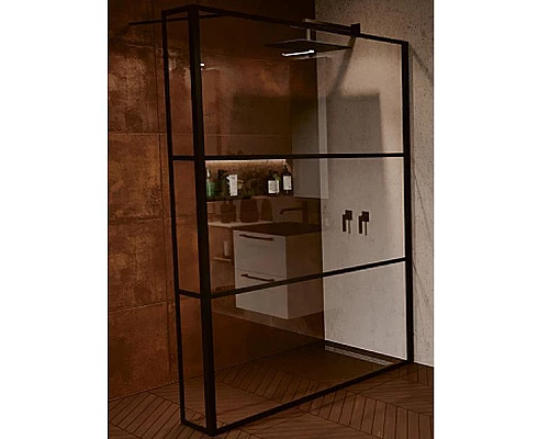 Заказать Душевая стенка Riho Grid 100 G004038121 (GB4100030) профиль Черный стекло прозрачное в магазине сантехники Santeh-Crystal.ru