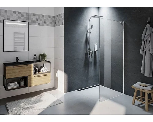 Купить Душевая перегородка Riho Novik Z400 90 G003030120 (GZ4090000) профиль Хром стекло прозрачное в магазине сантехники Santeh-Crystal.ru