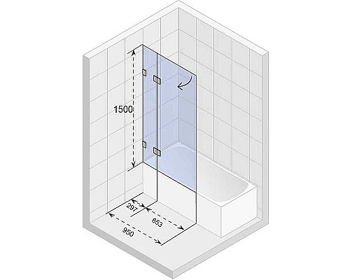 Купить Шторка на ванну Riho VZ Scandic NXT X109 95x150 P G001148120 (GX00202C2) профиль Хром стекло прозрачное в магазине сантехники Santeh-Crystal.ru