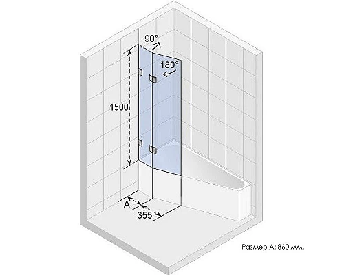 Купить Шторка на ванну Riho VZ Scandic NXT X500 Geta 170 121 L G001167120 (GX00622C1) профиль Хром стекло прозрачное в магазине сантехники Santeh-Crystal.ru