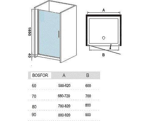Приобрести Душевая дверь River Bosfor 60 МТ 10000003649 профиль Матовый хром стекло матовое в магазине сантехники Santeh-Crystal.ru