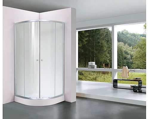 Купить Душевой уголок Royal Bath 80х80 RB-EKO80HK-M с поддоном профиль Сатин стекло рифленое матовое в магазине сантехники Santeh-Crystal.ru