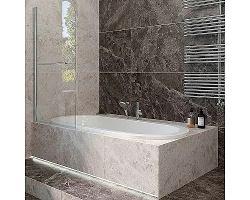 Купить Шторка на ванну Veconi Palau 90 PL79-90-01-C4 профиль Хром стекло прозрачное в магазине сантехники Santeh-Crystal.ru