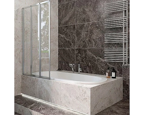 Заказать Шторка на ванну Veconi Palau 90 L PL73L-90-01-19C4 профиль Хром стекло прозрачное в магазине сантехники Santeh-Crystal.ru