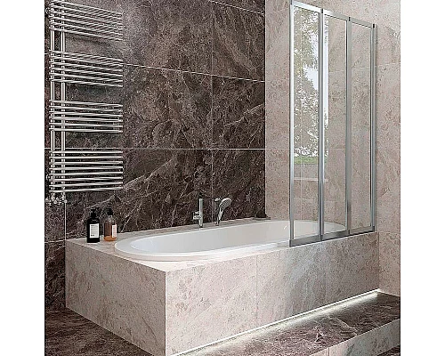 Заказать Шторка на ванну Veconi Palau 120 R PL73R-120-01-19C4 профиль Хром стекло прозрачное в магазине сантехники Santeh-Crystal.ru