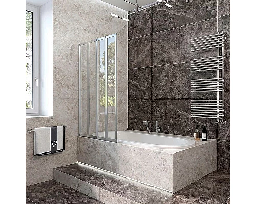 Купить Шторка на ванну Veconi Palau 120 L PL74L-120-01-19C4 профиль Хром стекло прозрачное в магазине сантехники Santeh-Crystal.ru